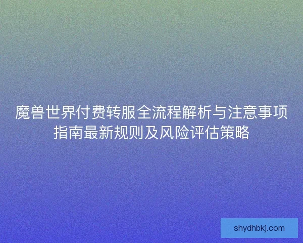 魔兽世界付费转服全流程解析与注意事项指南最新规则及风险评估策略