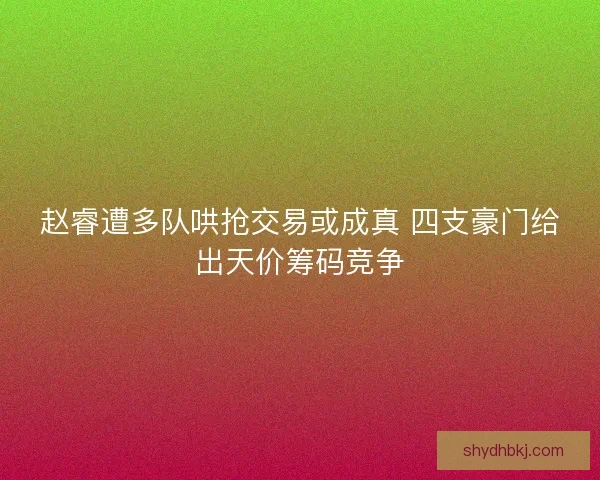 赵睿遭多队哄抢交易或成真 四支豪门给出天价筹码竞争